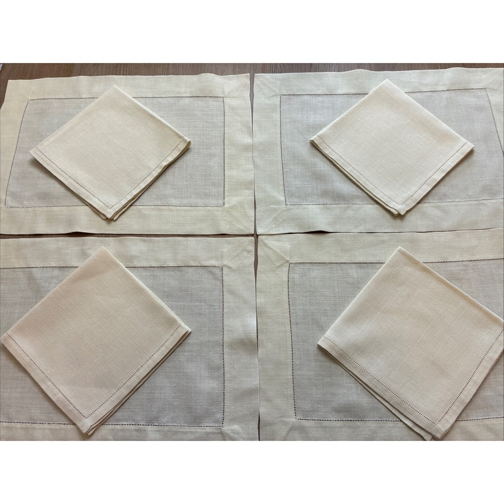 Sferra CLASSICO Hem stitched  Placemats & Napkins  Set Of 4 Each Italian Linen